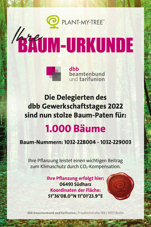 dbb pflanzt 1000 Bäume dbb pflanzt 1000 Bäume