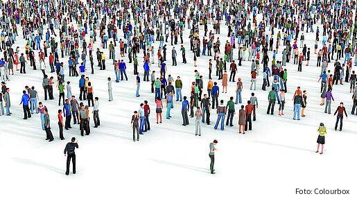 Grafik zeigt eine stilisierte Menschenmasse, die sich zum unteren Bildrand hin ausdünnt.