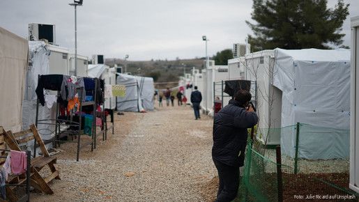 Camp von geflüchteten Menschen