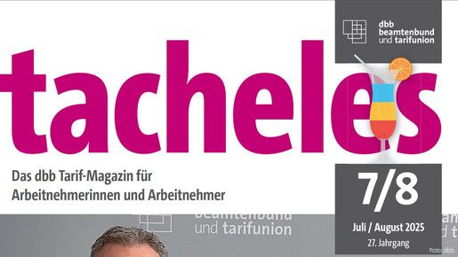 Titelseite eines magazins mit dem pinken Schriftzug "tacheles"